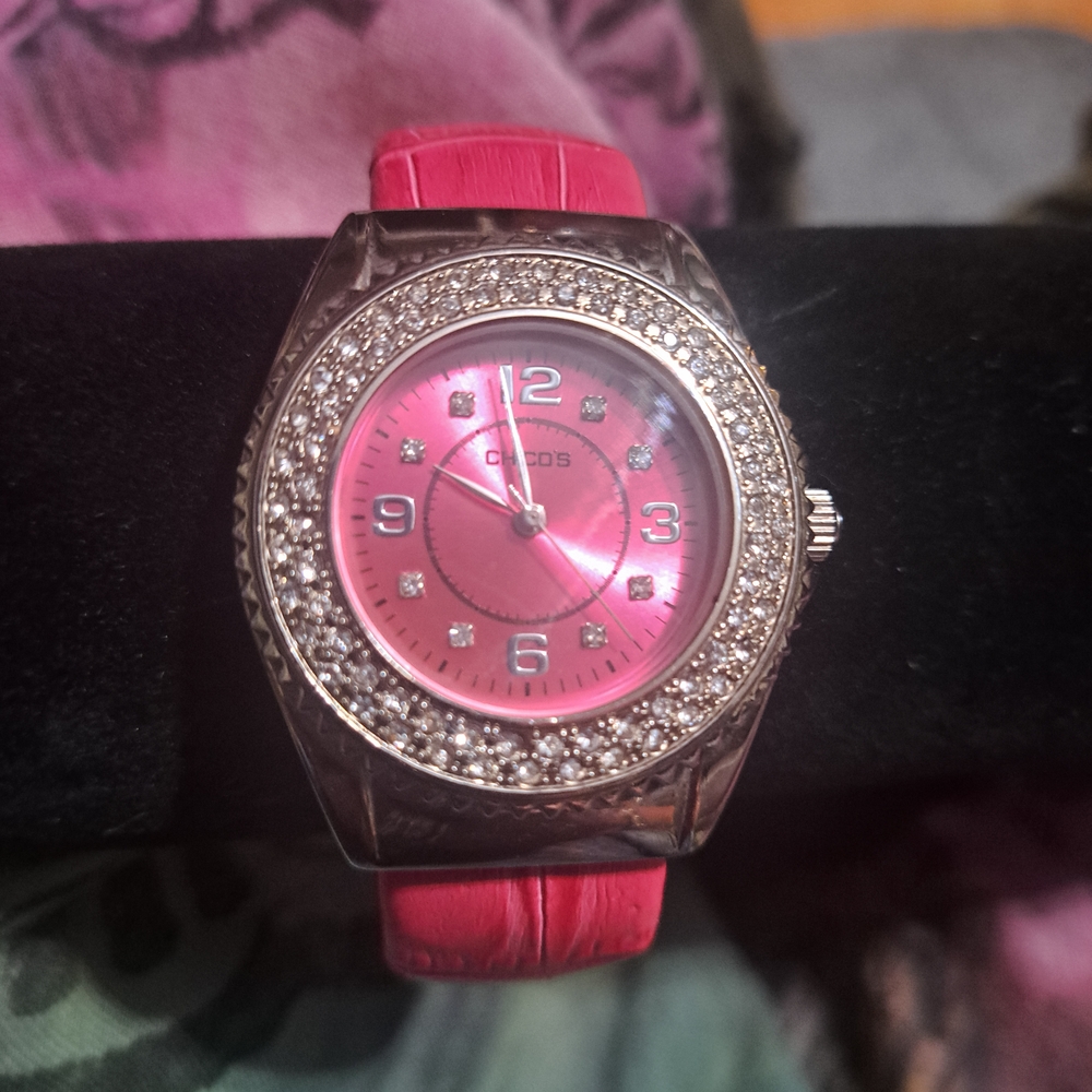 Chico Pink and Silver Crystal Watch